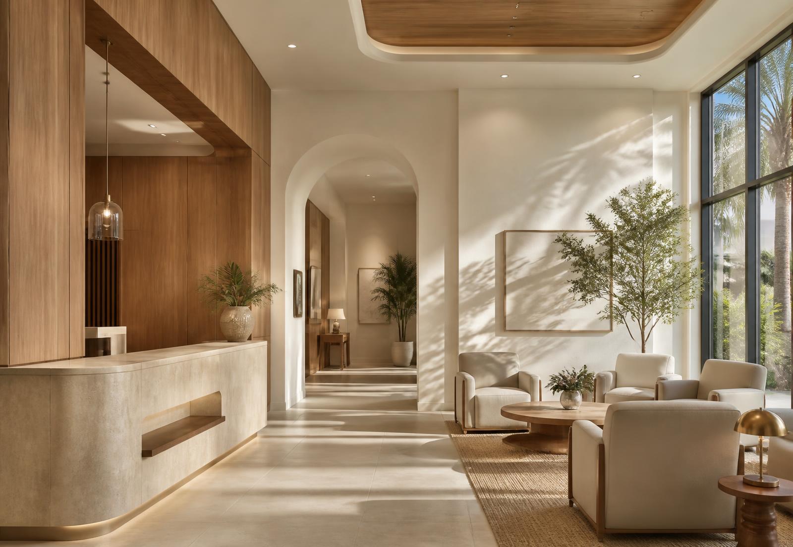 Reception and waiting area of the Collier Neurologic Specialists office in Naples, Florida